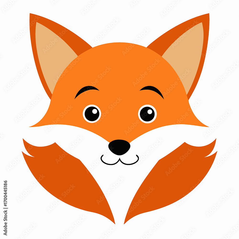 Fototapeta premium Cute Cartoon Fox Head Illustration for Children s Book on white background