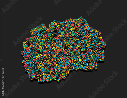 Creative map North Macedonia made of colored dots