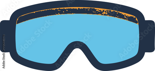 Illustration Vector of Ski Goggles with Blue Lenses Winter Sport Modern Style