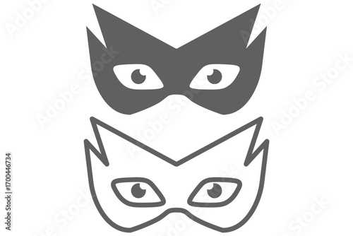 Different Mask silhouette Masquerade vector for apps or web party superhero carnival villain or burglar icon in flat. costume eye mask hidden person face. Different Mask silhouette isolated eps10