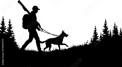 Silhouette of Dog in Forest Clearing"