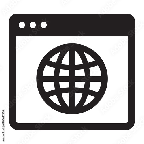Vector art of web browser with globe representing global access