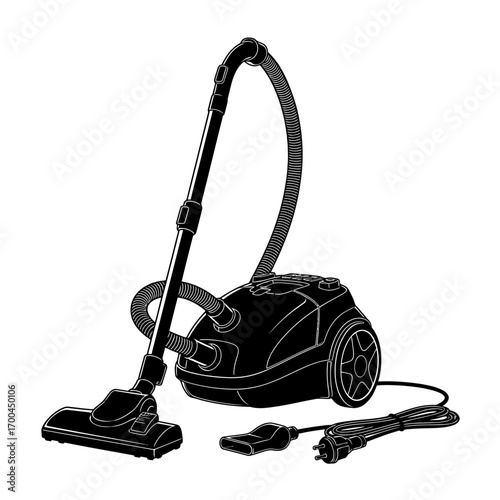 Vacuum cleaner silhouette isolated on white background