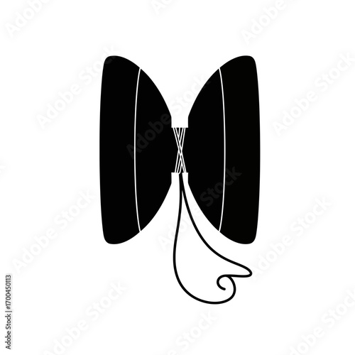 Black bow tie silhouette isolated on white background