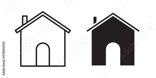 Property icon .  Real estate business. Vector illustration with stroke and fill on a white background.