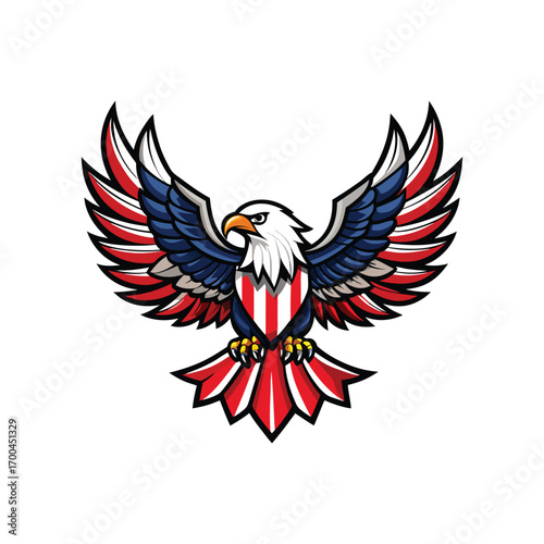 Patriotic american eagle with wings spread wide