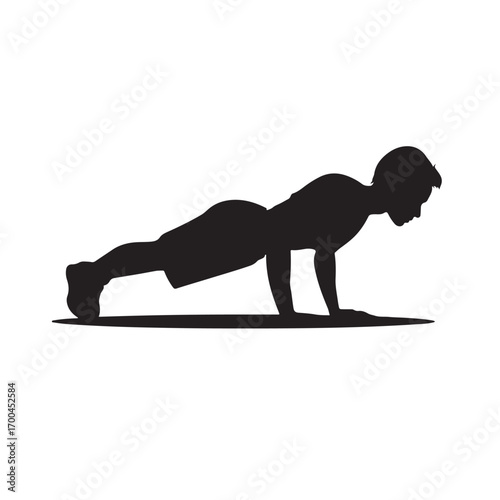 Silhouette of a person doing a push up exercise male