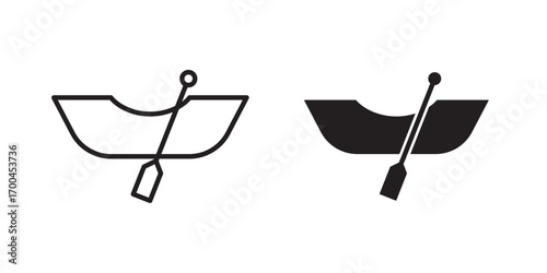 Rowboat icon . suitable for web, infographics, interface and apps. Vector illustration with stroke and fill on a white background.