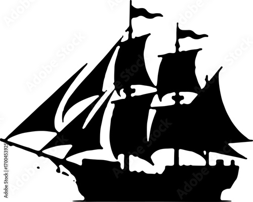 Silhouette of a Classic Sailing Ship"