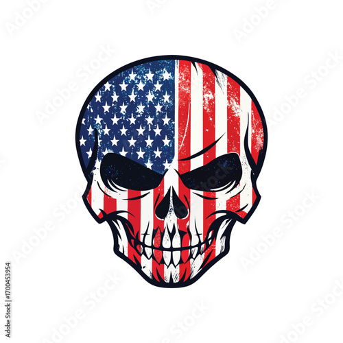 Distressed american flag skull graphic design