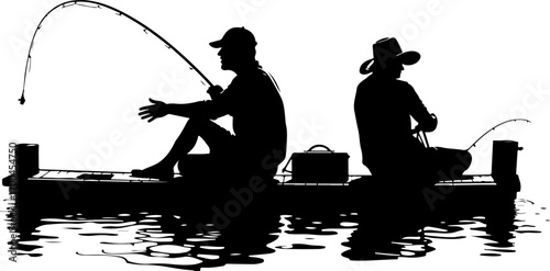 "Silhouette of Fisherman Catching a Jumping Fish"