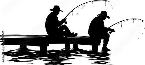 "Silhouette of Fisherman Catching a Jumping Fish"