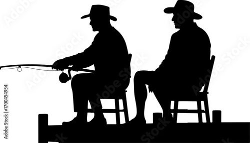 "Silhouette of Fisherman Catching a Jumping Fish"