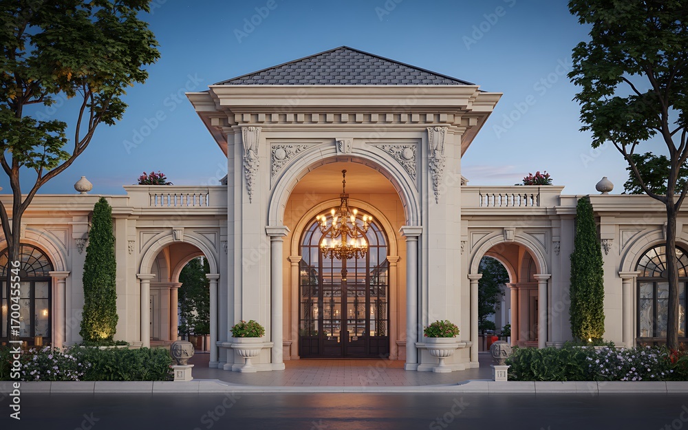 Obraz premium Luxurious mansion entrance with ornate details