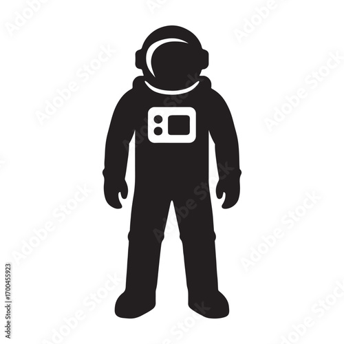 Vector art of astronaut in spacesuit in black silhouette image
