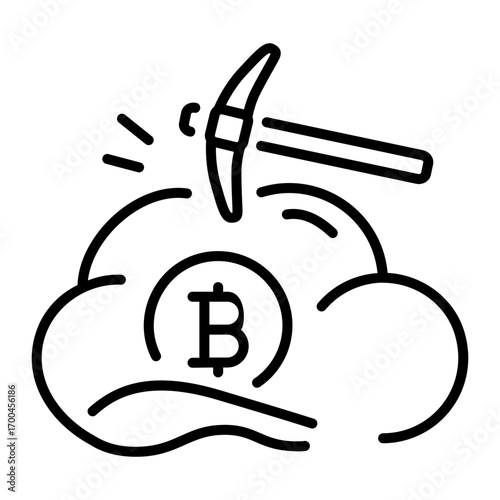 An outline style icon showing cloud mining