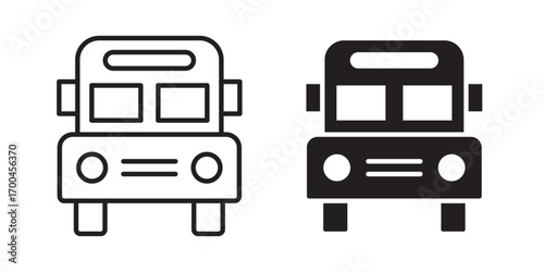 School bus icon .Vector illustration with stroke and fill on a white background.