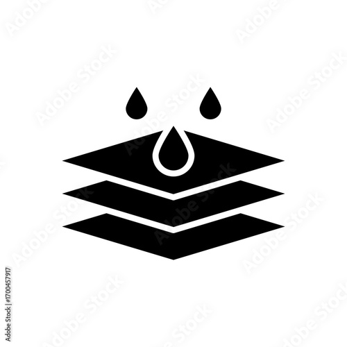 Absorption. Absorb soft layers and drops isolated on white. Sanitary care symbol. Moisture absorbing. Protect skin concept. Vector thin line icon.