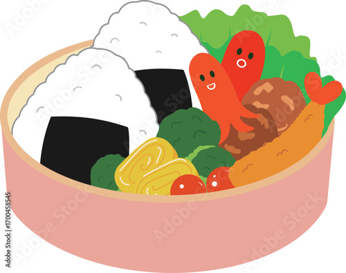 おにぎり弁当のイラスト