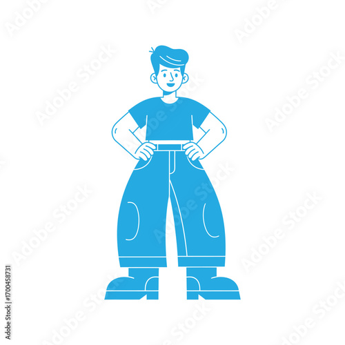 Confident young man standing with hands on hips isolated on white background