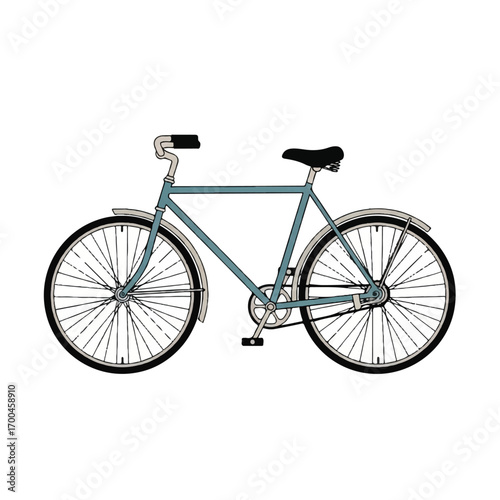 A 3D illustration of a teal bicycle with black seat and handlebars, isolated on a white background.