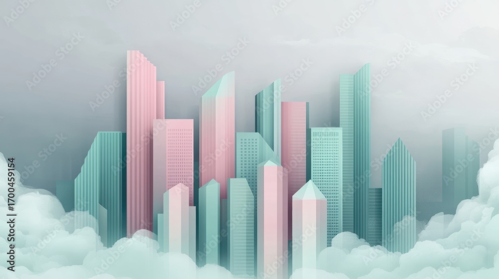 Obraz premium Abstract cityscape pastel tones