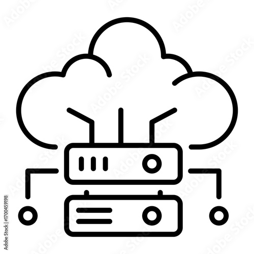 A line style icon depicting cloud server
