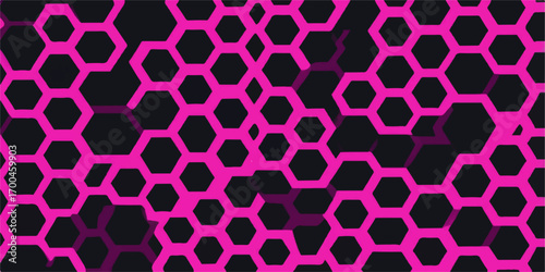 Pink leopard print hexagon pattern, a seamless geometric vector design with a hexagonal structure