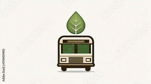 Bus with Leaf Icon for Eco and Transportation Themes