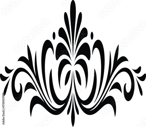 Elegant black ornamental flourish adds a touch of vintage sophistication to designs, perfect for invitations and luxury branding