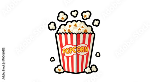 Delicious Popcorn in a Classic Striped Bucket, Ready for Movie Night or a Fun Snack Anytime!