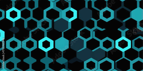 A seamless geometric pattern with a honeycomb texture creates an abstract blue background illustration