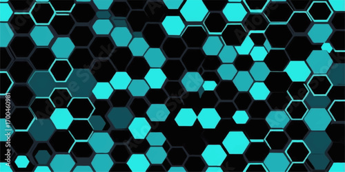 Geometric vector seamless pattern of blue dots on a light abstract background, a digital honeycomb design