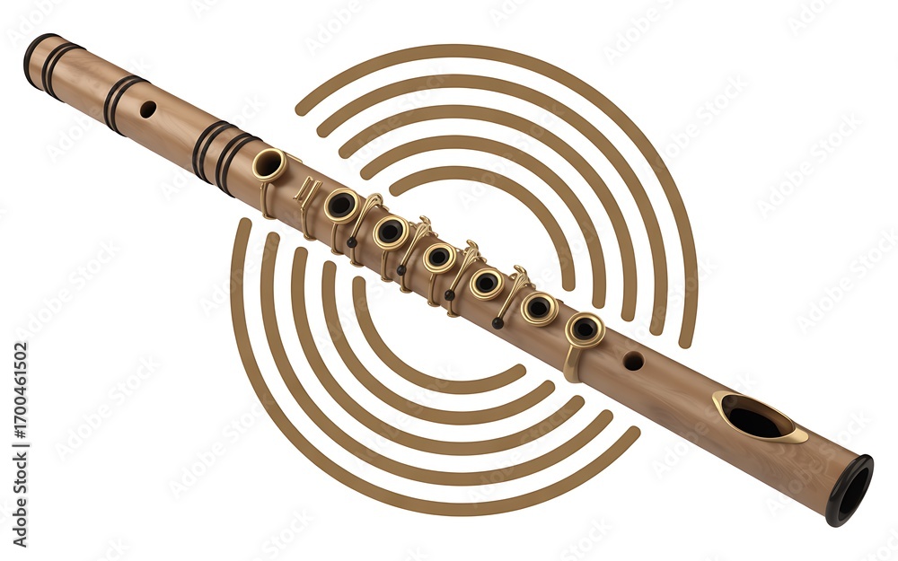 Fototapeta premium Bamboo flute isolated on white background