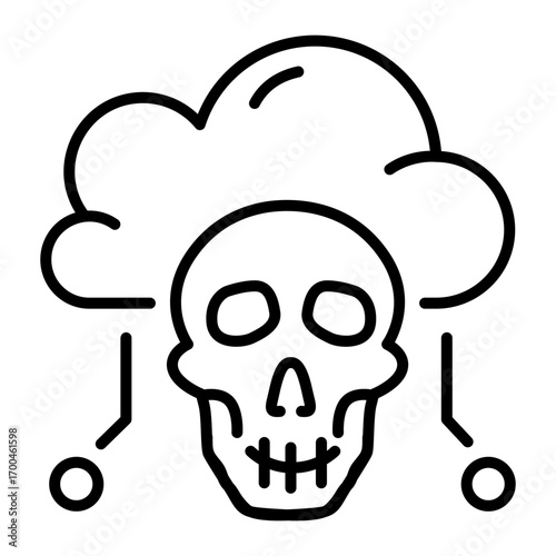 A line style icon depicting cloud hacking