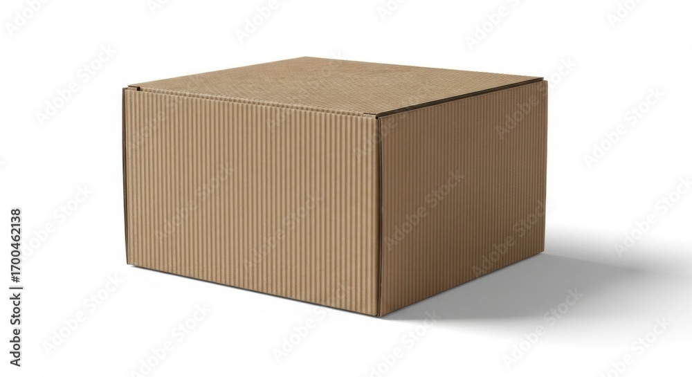Fototapeta premium Brown Corrugated Cardboard Box on White Background for Shipping or Packaging