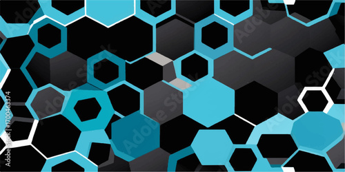 Geometric hexagon pattern in abstract blue and honeycomb texture for a tech background