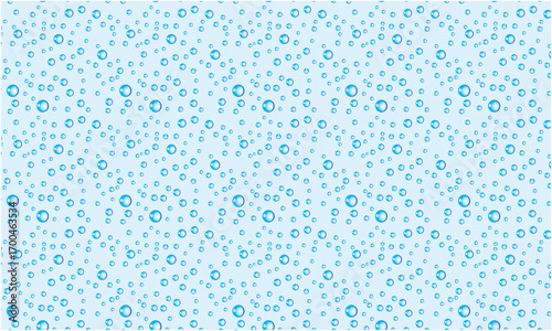 Light blue seamless bubble pattern background with transparent water drops for clean aquatic design