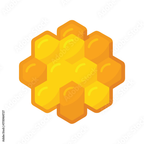 Vector Cartoon Honeycomb Cell Filled with Honey