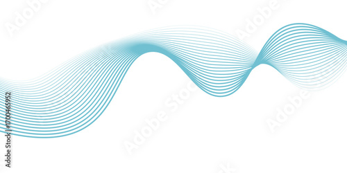Abstract blue smooth wave on a white background. Dynamic sound wave  design  modern