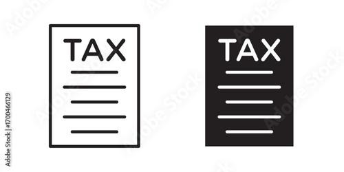 Tax document icon.  Invoice icon. Vector illustration with stroke and fill on a white background.