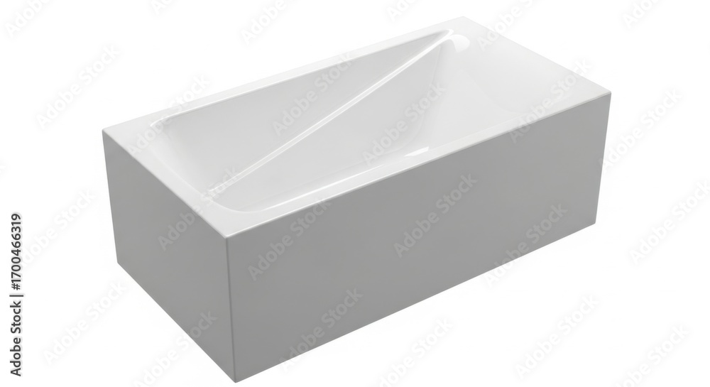 Fototapeta premium White Modern Bathtub Rectangular Freestanding Design for Bathroom