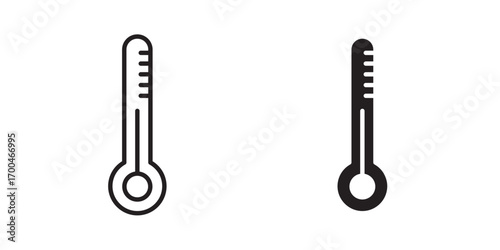 Thermometer icon . Vector illustration with stroke and fill on a white background.