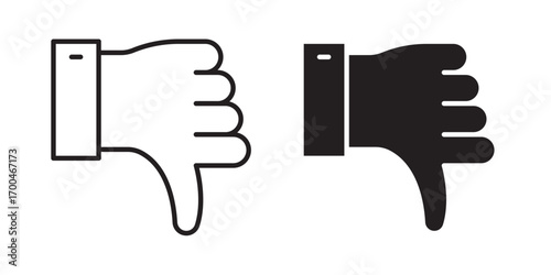 Thumbs down icon. unlike icon . Vector illustration with stroke and fill on a white background.