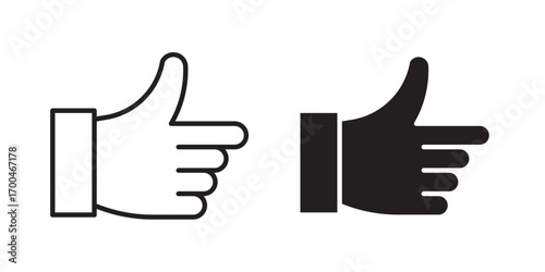 Thumbs up icon . and like sign . Vector illustration with stroke and fill on a white background.