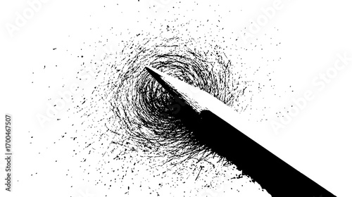 Abstract Black Ink Splatter with Pen