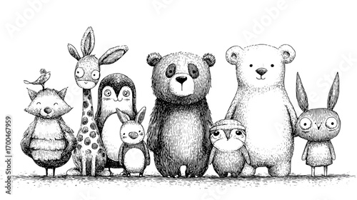 Cute Forest Animals in Snowy Woodland