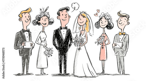 Bride and Groom Wedding Illustration