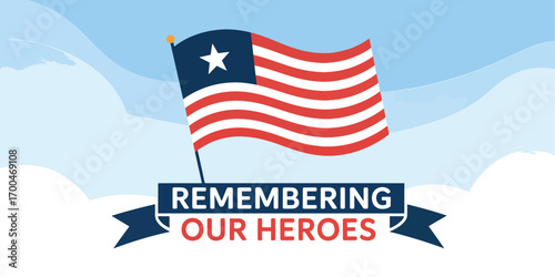Remembering our fallen flat vector illustration background