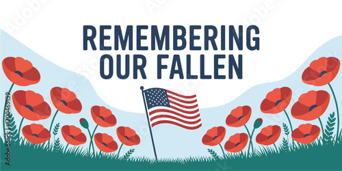 Remembering our fallen flat vector illustration background